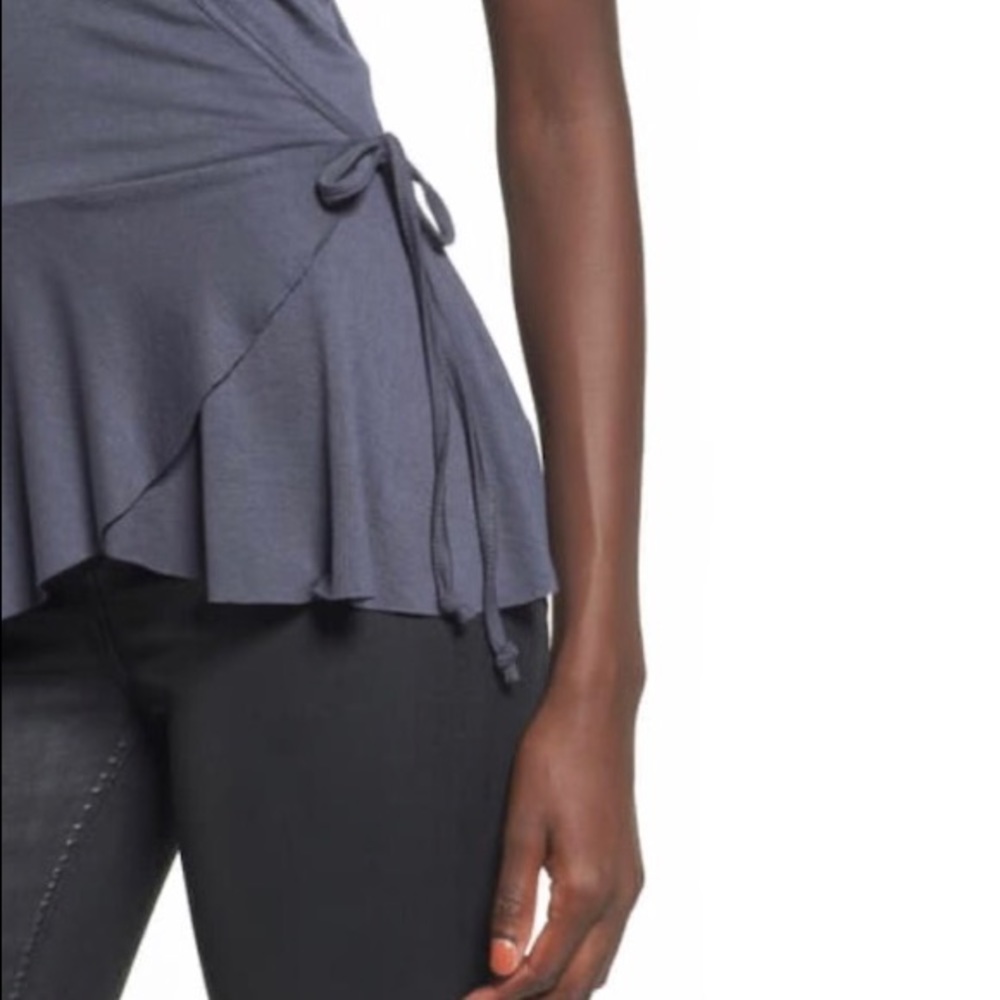LEITH Ruffle Sleeve Wrap Top - Picture 3 of 8